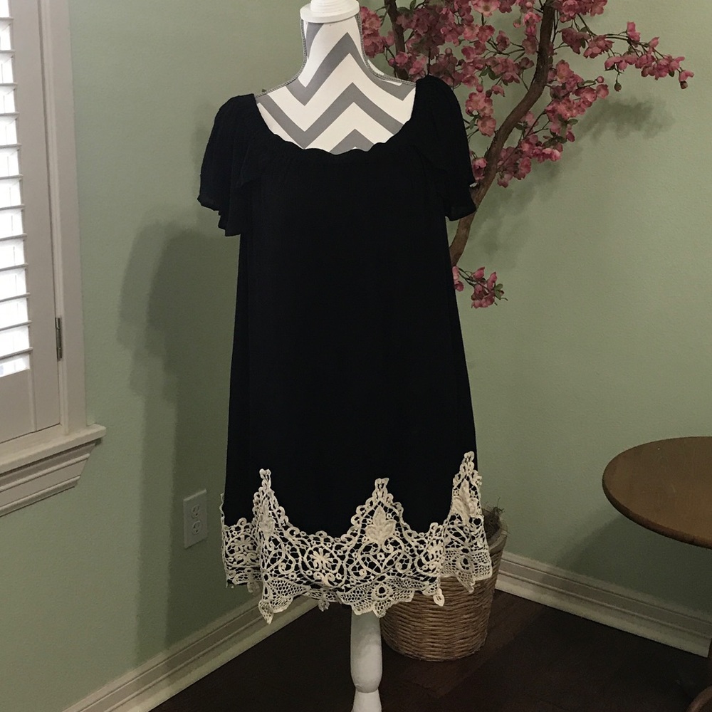 Black Dress with lace scalloping